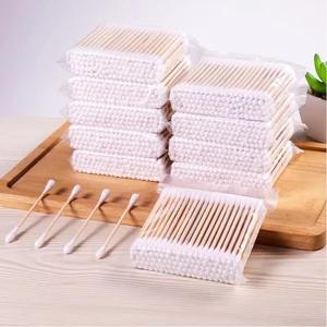 100 bông ráy tai thân gỗ khử trùng 2 đầu thân thiện với môi trường