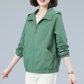 Áo Khoác cotton Có Mũ Trùm Dáng Rộng Ngắn Phong Cách Hàn Quốc Thời Trang Xuân Thu Hàng Mới 2022 Dành Cho Bạn Nữ Trung Niên