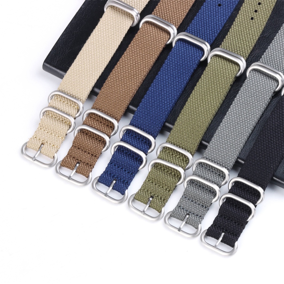 Dây Đeo Đồng Hồ Bằng Vải Lanh Nylon Mềm Mại 20mm 22mm Có Khóa Inox