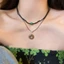 FUJIOU Xếp Chồng Vòng Cổ Cá Tính Sinh Nhật Choker Bộ Hai Lớp Vòng Tròn Dân Tộc Dây Chuyền Tròn Tinh Tế Vòng Cổ
