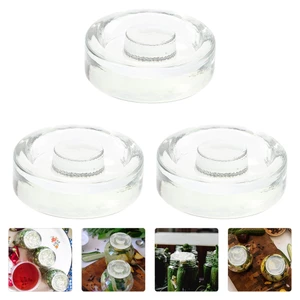 3 Chiếc Lên men Kính Trọng Lượng Miệng Rộng Lọ Dưa Hấu Chai Niêm Phong Nắp Lọ Lên men Nắp