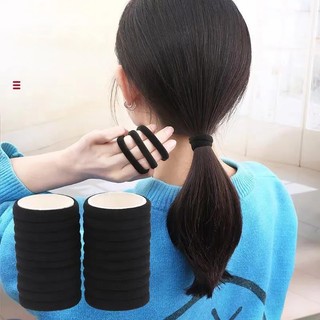 Set 10 Dây Cột Tóc Cao Su Co Giãn Màu Đen Đơn Giản Thanh Lịch Phong Cách Hàn Quốc Cho Nữ