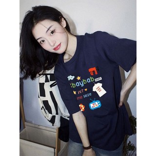 Áo Thun Tay Ngắn Chất Liệu 100% Cotton Cao Cấp Thời Trang Theo Phong Cách Hàn Quốc Cho Nữ