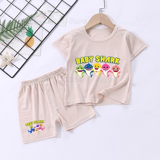 Bộ Đồ Ngủ Ngắn Tay In Hình Cá Mập Dễ Thương Cho Bé