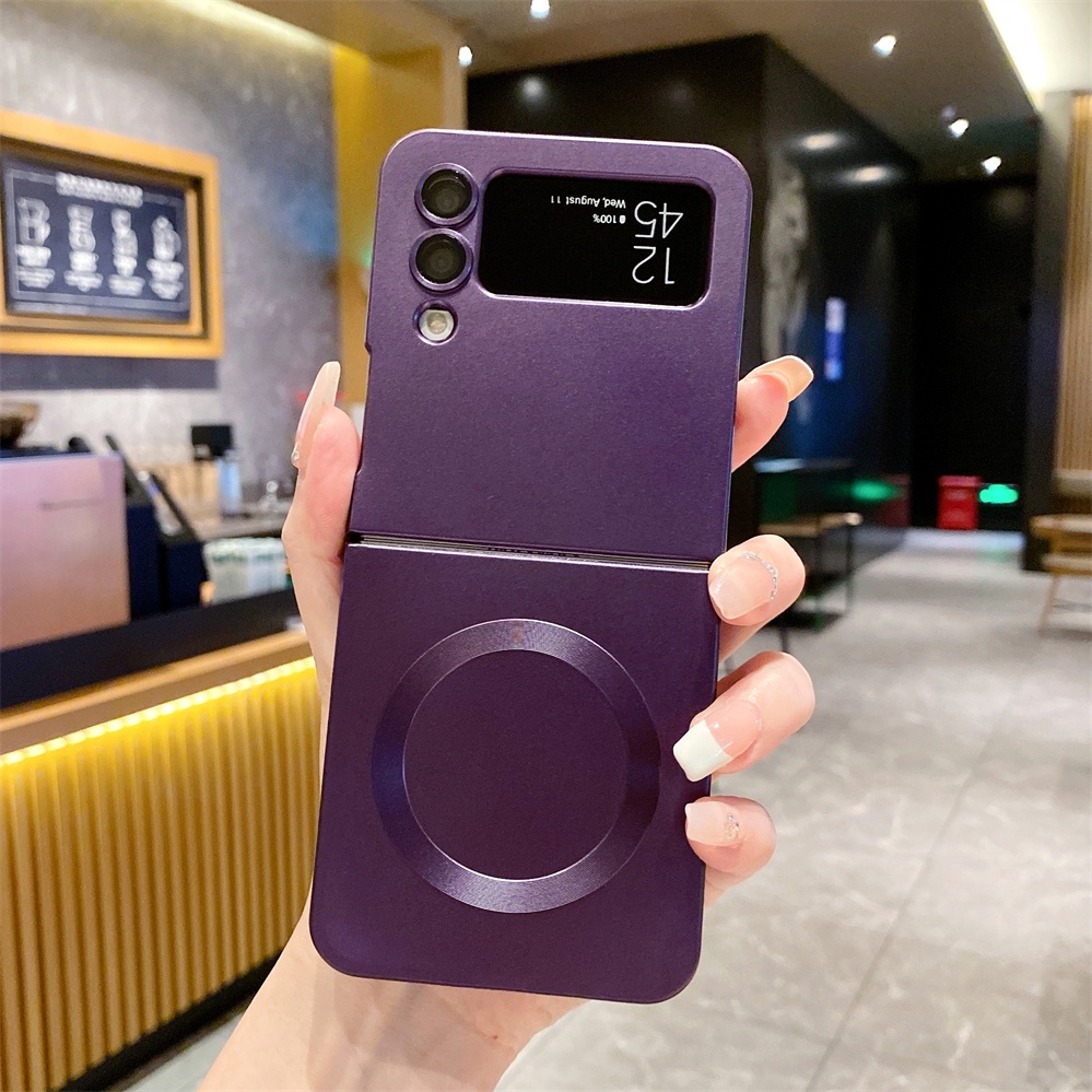 Ốp điện thoại thời trang bảo vệ cho Samsung Galaxy Z Flip 6 5 4 3 5G Ốp điện thoại chống sốc cho Galaxy Z Flip6 phong cách tối giản Với vỏ điện thoại hút từ tính