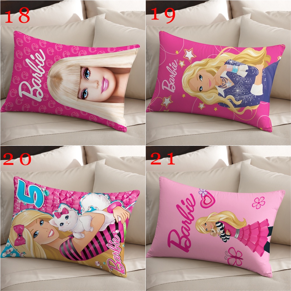 Vỏ Gối Chữ Nhật Polyester Một Mặt In Chữ Barbie Màu Hồng Thích Hợp Làm Quà Tặng Cho Bạn Gái (Không Có Lõi)