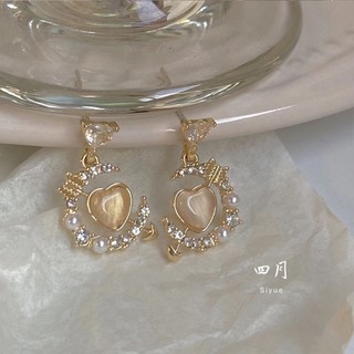 S925 Bạc Kim Nhỏ Tươi Tất Cả Trận Đấu Bông Tai Hình Trái Tim Phong Cách Mới Hợp Thời Trang Ánh Sáng Sang Trọng Cao Cấp Phiên Bản Hàn Quốc Bông Tai Sang Trọng Nữ