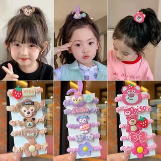 MEOWU Set 3 Cột Tóc Cartoon Hoạt Hình Phong Cách Hàn Quốc Cho Nữ Bé Gái
