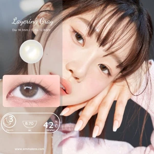 Kính Áp Tròng Cấp Ẩm Layering Gray 3 Tháng | Lens Xám Áp Tròng Tây Nhẹ Siêu Ẩm 24h mỗi ngày| Emma Lens