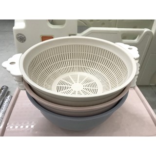 Bộ thau rổ nhựa Việt Nhật rửa rau quả tròn đáy sâu có tay cầm tiện lợi MS: 3391/ 3392
