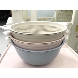 Bộ thau rổ nhựa Việt Nhật rửa rau quả tròn đáy sâu có tay cầm tiện lợi MS: 3391/ 3392