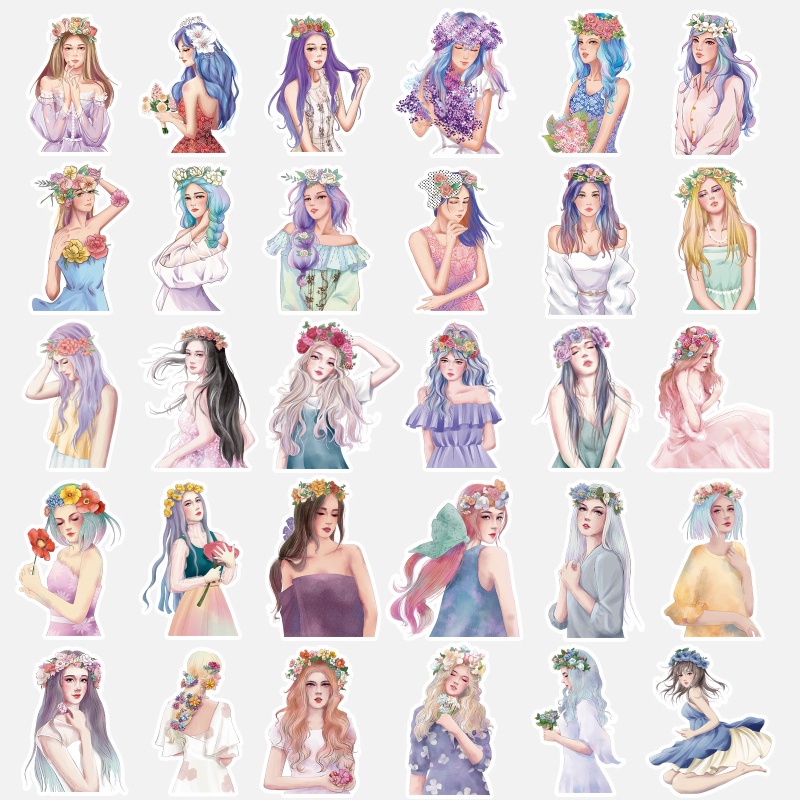 Set 50 Sticker Dán Trang Trí Sổ Tay Hình Cô Gái Anime | Shopee Việt Nam