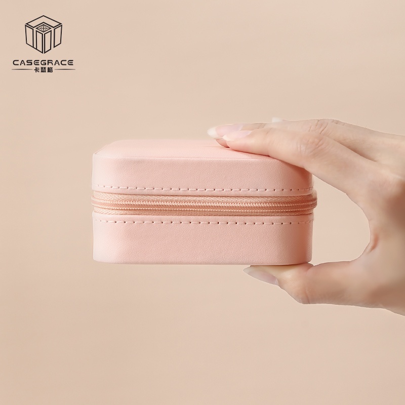Hộp Đựng Trang Sức Mini Một Tầng Bằng Vải Nhung Sắp Xếp Gọn Gàng Cho Du Lịch