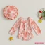 Mgg-toddler Girl Rash Guard Đồ bơi, Bộ đồ tắm dài tay in hình dâu tây + Mũ chống nắng