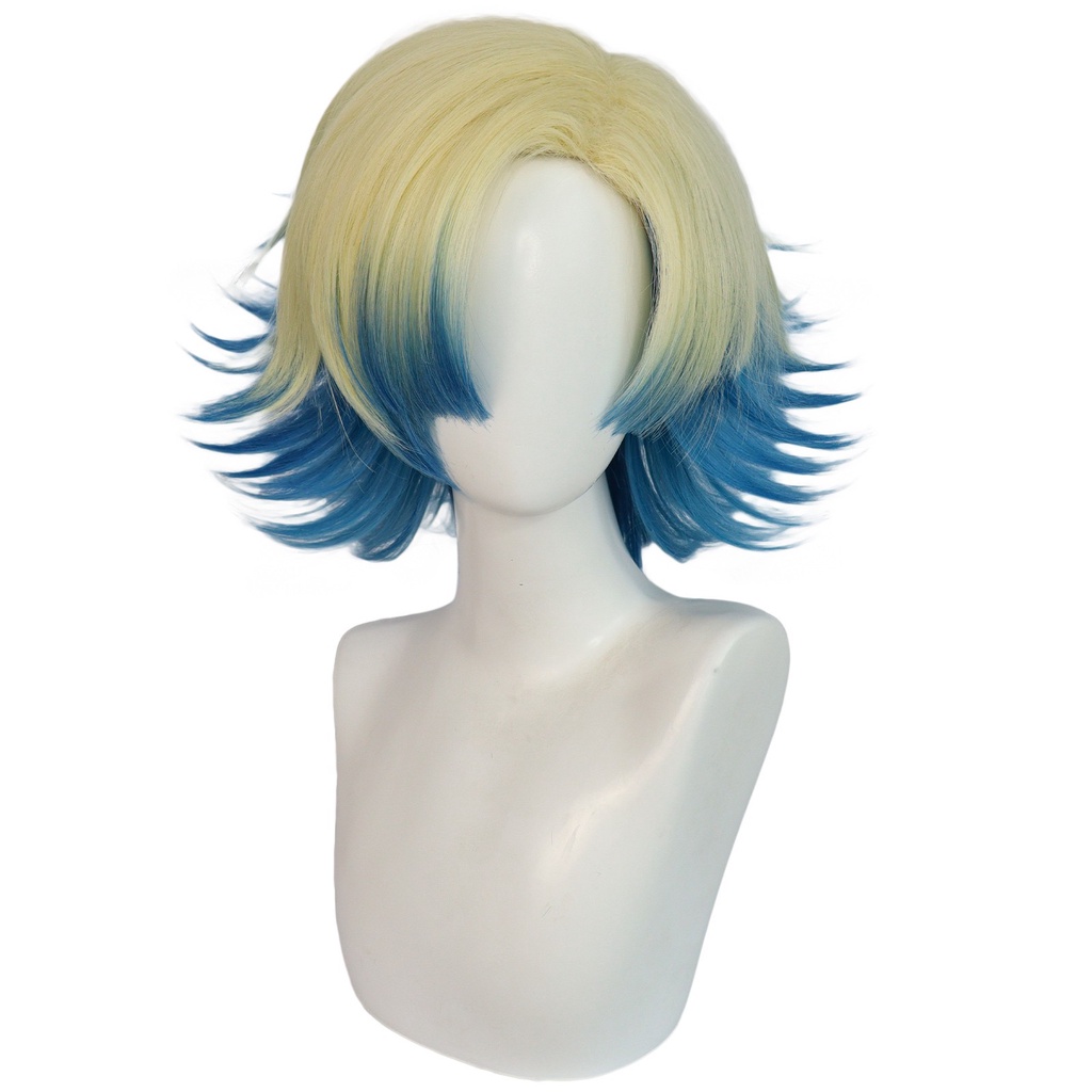 Yt2 Blue Lock Michael Kaiser tóc giả cosplay xanh be, tóc tổng hợp chịu nhiệt, chuyển đổi, lông tơ
