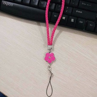 Dây treo cổ tay chống mất Dây da PU Dây hoa Dây điện thoại di động Dây điện thoại di động Dây buộc điện thoại di động Móc khóa