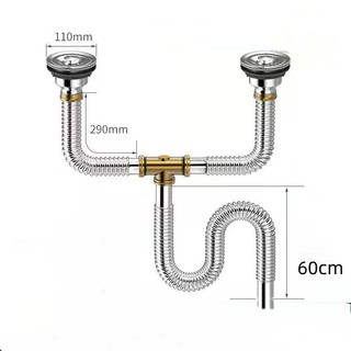 Bộ Dụng Cụ Thông Cống Hai Đầu Bằng Thép Không Gỉ 304 Cho Bồn Rửa Nhà Bếp