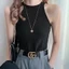 Áo tanktop SUXI dệt kim ôm sát cổ yếm đơn giản phong cách Hàn Quốc thời trang mùa hè