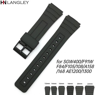 CASIO Dây Đeo Đồng Hồ Thể Thao Bằng Silicone 12 14 16 18 20 22mm SGW400 F91W F84 F105 / 108 / A158 / 168 AE1200 / 1300