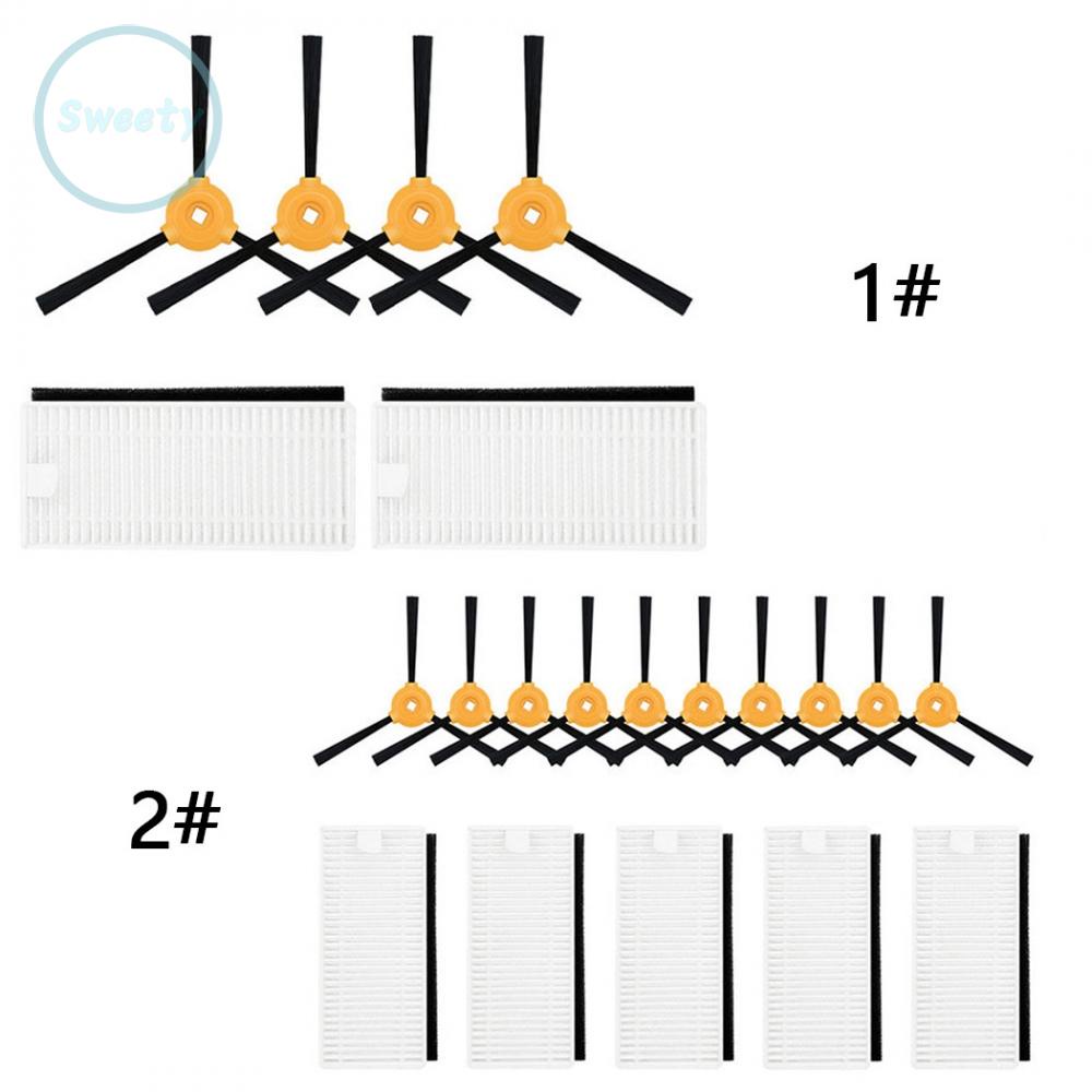 Kit Ricambio Per Aspirapolvere Robot Lefant - 4 Filtri HEPA + 4 Spazzole Laterali Per Modelli M200, M201, M210, M520M, M501-A, M571, T700, T800, K2, K7