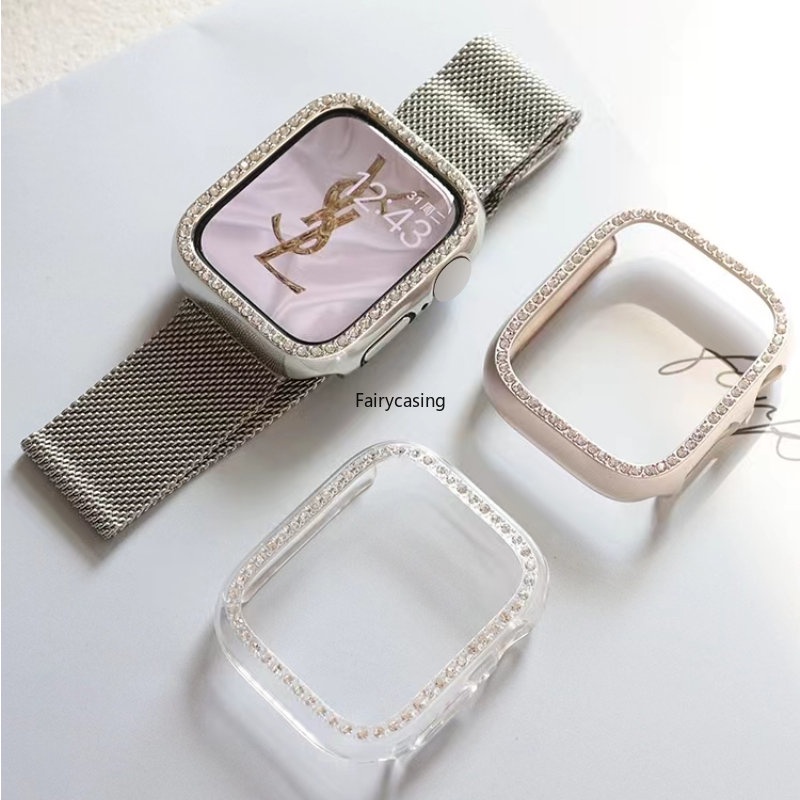 Ốp lưng kim cương cho Apple Watch 11 10 9 8 7 6 5 4 3 2 1 SE, bảo vệ, Bling, 38/40/41/42/44/45/46/49mm, Ultra 2