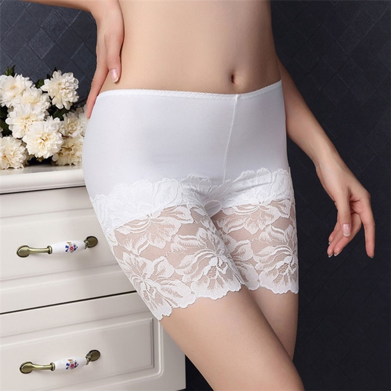 Quần An Toàn Mặc Trong Váy Chất Lụa Lạnh Phối Ren Co Giãn Quyến Rũ Cho Nữ