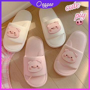 Oeggeo Dép Đi Trong Nhà Đế Mềm Họa Tiết Chú Heo Hoạt Hình Dễ Thương Cho Nữ dép nữ cute dép lê mang trong nhà nữ bánh mì chống trượt cói mang trong nhà Sục Nữ cartoon pig