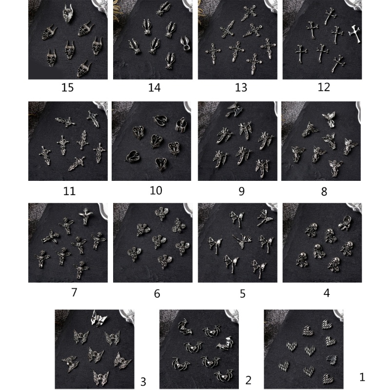 Punk Skeleton Nail Art Charms Skull Tips Decoration Rhinestones Nail Accessory