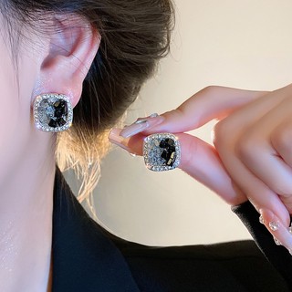 Đen Muối Biển Bông Tai Hình Học Nữ Niche Cao Cấp Bông Tai Hợp Thời Trang Bông Tai Nhấp Nháy Bông Tai Kim Cương