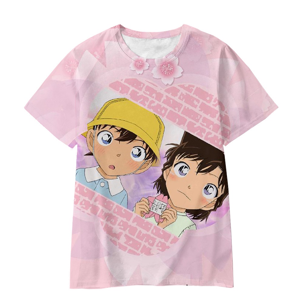 Áo thun unisex anime hình 3D Conan và Haibara Ai - Size đa dạng, chất lượng cao cho mọi ngày
