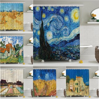 Van Gogh Tranh Sơn Dầu Polyester Chống Thấm Nước Màn Tắm Phòng Tắm Trang Trí Màn Tắm Vải Trang Trí Phòng Tắm Bộ Có Móc