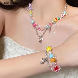 Dây Chuyền / Vòng Tay Đính Nơ Tua Rua Nhiều Màu Ngọt Ngào Cho Nữ