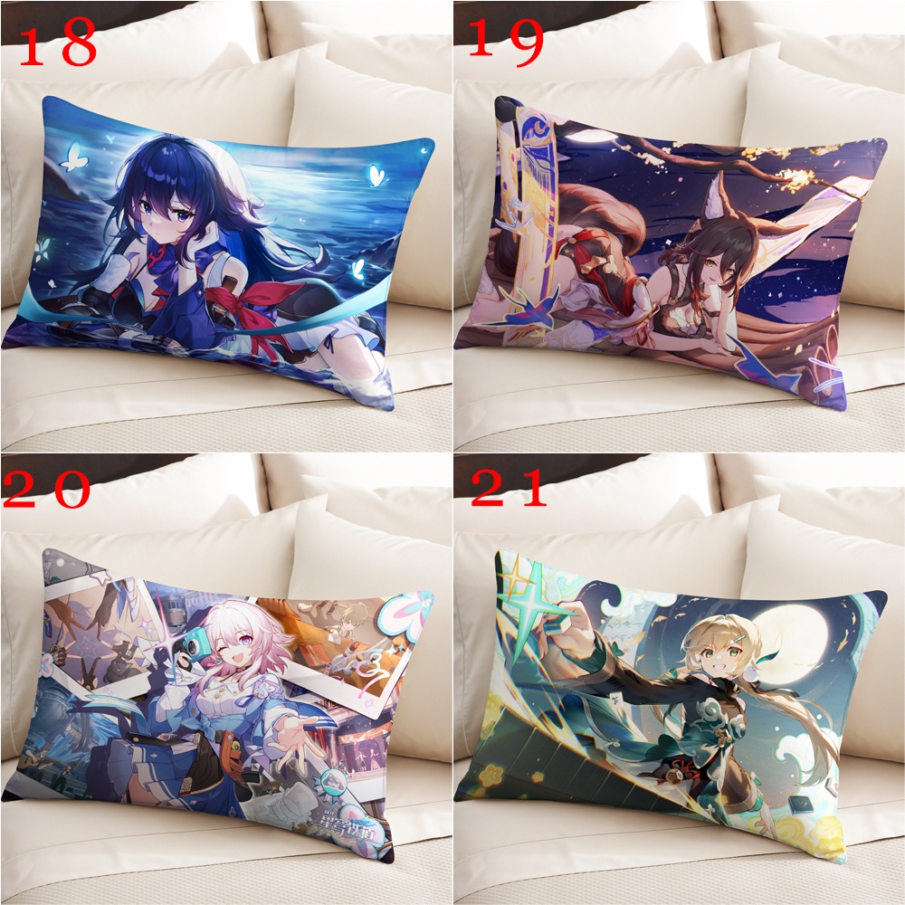 Honkai: Vỏ Gối Polyester Một Mặt Hình Chữ Nhật In Đường Ray Ngôi Sao March 7th /Seele /Himeko / Wolf /Jing Yuan / Tingyun Trang Trí Nhà Cửa (Không Kèm Lõi)