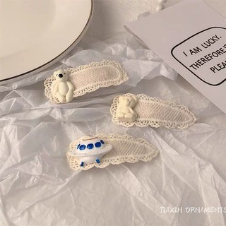 MEOWU Kẹp Tóc Mái Ren Bé Gấu Dễ Thương Phong Cách Hàn Quốc Cho Nữ