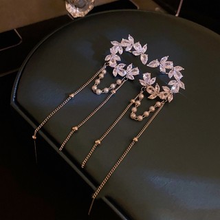 Bông Tai Chữ C Đính Ngọc Trai Thời Trang Không Cần Xỏ Khuyên