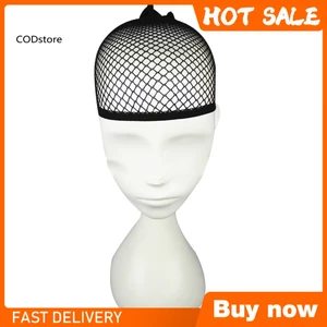 Kdc Mũ Lưới Đội Tóc Giả Bằng nylon Co Giãn Màu Đen Dành Cho Nữ