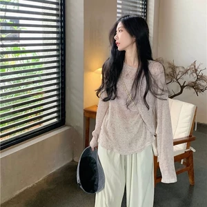 Suxi Áo Thun Tay Dài Cổ Tròn Chống Nắng Dáng Rộng Thời Trang Mùa Hè Cho Nữ