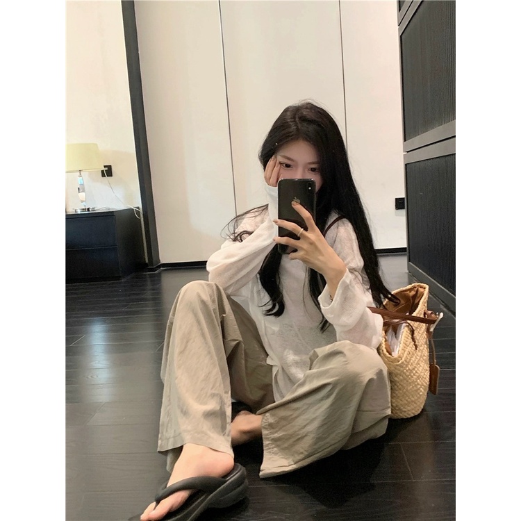 Suxi Áo Thun Tay Dài Cổ Tròn Chống Nắng Dáng Rộng Thời Trang Mùa Hè Cho Nữ