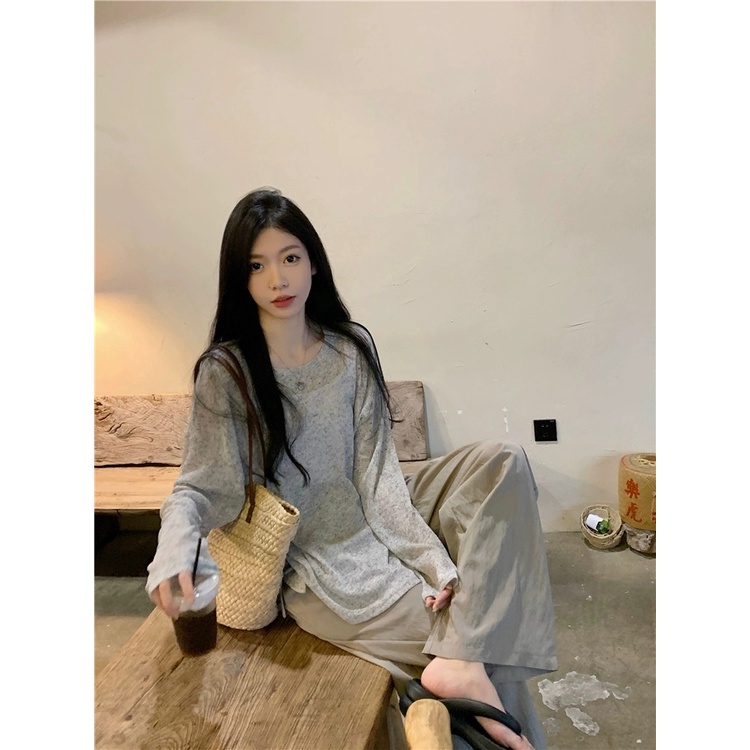 Suxi Áo Thun Tay Dài Cổ Tròn Chống Nắng Dáng Rộng Thời Trang Mùa Hè Cho Nữ