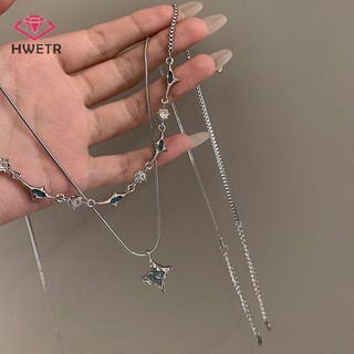 Vòng cổ Hai Lớp Đính Đá zircon Hình Ngôi Sao Xinh Xắn Cho Nữ Mới