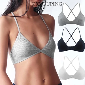 Áo Ngực Thể Thao cotton Không Gọng Dây Chéo Lưng Quyến Rũ Cho Nữ