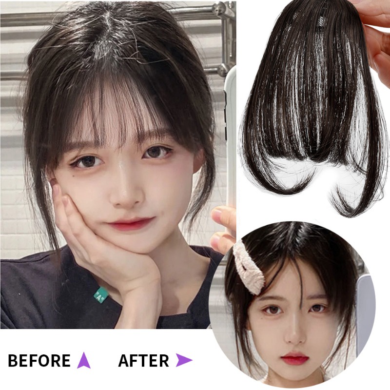 [Faytured] Phụ Kiện Tóc Mái Giả / Kẹp Tóc Giả Mái Bằng Sợi Tổng Hợp Chịu Nhiệt Độ Cao / Màu Đen / Nâu