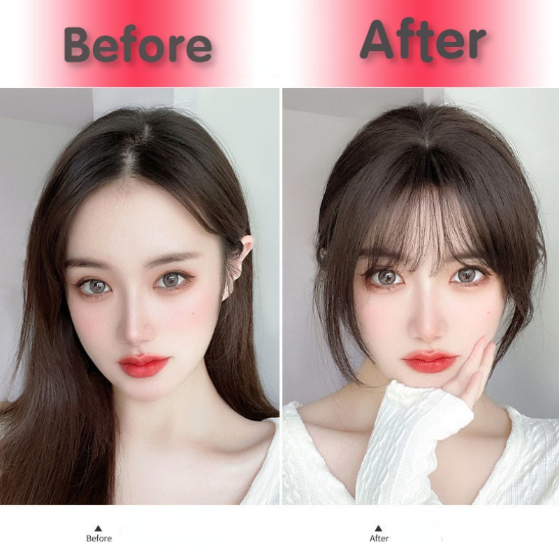 [Faytured] Phụ Kiện Tóc Mái Giả / Kẹp Tóc Giả Mái Bằng Sợi Tổng Hợp Chịu Nhiệt Độ Cao / Màu Đen / Nâu
