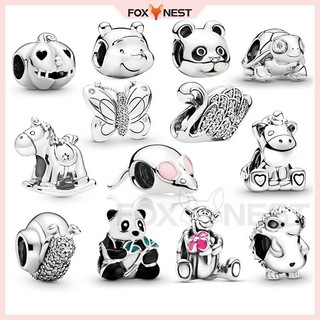 Hàng Có Sẵn Mặt Dây Chuyền Mạ Bạc s925 Hình Thiên Nga / Gấu Trúc / Kỳ Lân / Nhím