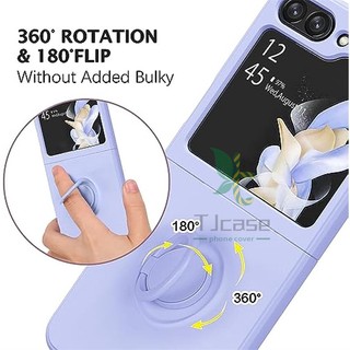 Bao Da Điện Thoại Nắp Gập Dạng Lỏng Có Vòng Đỡ Bằng Silicon Cho samsung galaxy z flip 5 z flip 4 z flip 3 Ốp