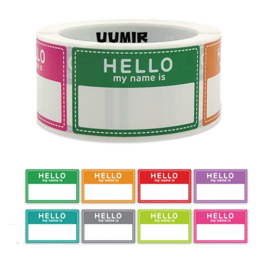 UUMIR Set 200 Nhãn Dán Ghi Tên Tự Dính Hình Chữ hello my name is 8 Màu