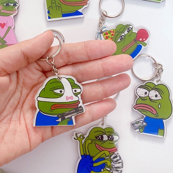 Móc khoá mica ếch xanh Pepe sad frog siêu bựa dành cho vozer