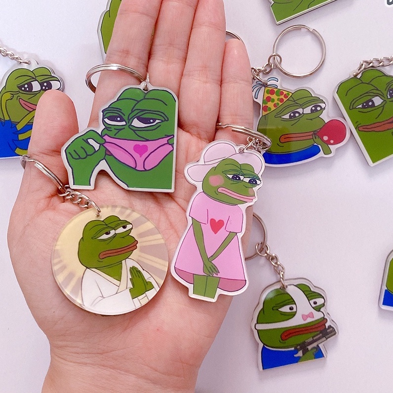 Móc khoá mica ếch xanh Pepe sad frog siêu bựa dành cho vozer
