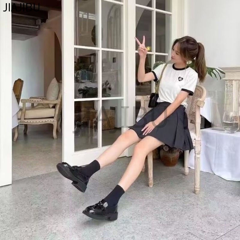 Size 35-43 Giày Cỡ Lớn Chất Lượng Cao Cho Nữ  Giày Đồng Phục JK Nhật Bản Giày Da Đế Mềm Giày Công Chúa Y2K Màu Trắng Giày Bệt Thời Trang Korean Fashion Platform Mary Jane Shoes Soft Bottom Doll Shoes Non-slip Round Toe Lolita Shoes Giày Cosplay Giày Múa