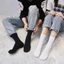 Tất Nam Nữ Cổ Cao Dài Basic Trơn, Vớ Đen Trắng Thời Trang Unisex